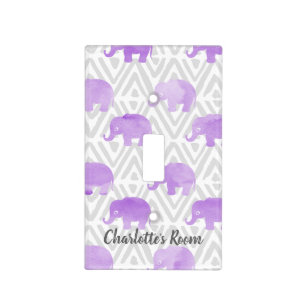 Watercolor Elephant Shibori Primitive Chevron Light Switch Cover