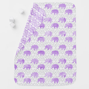 Watercolor Elephant Shibori Primitive Chevron Receiving Blanket