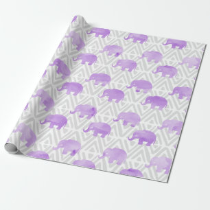 Watercolor Elephant Shibori Primitive Chevron Wrapping Paper