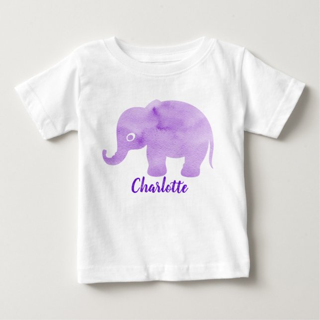 Watercolor Elephant Spot Print Customizable Baby T-Shirt (Front)