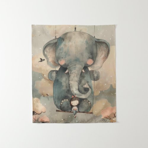 Watercolor Elephant Tapestry