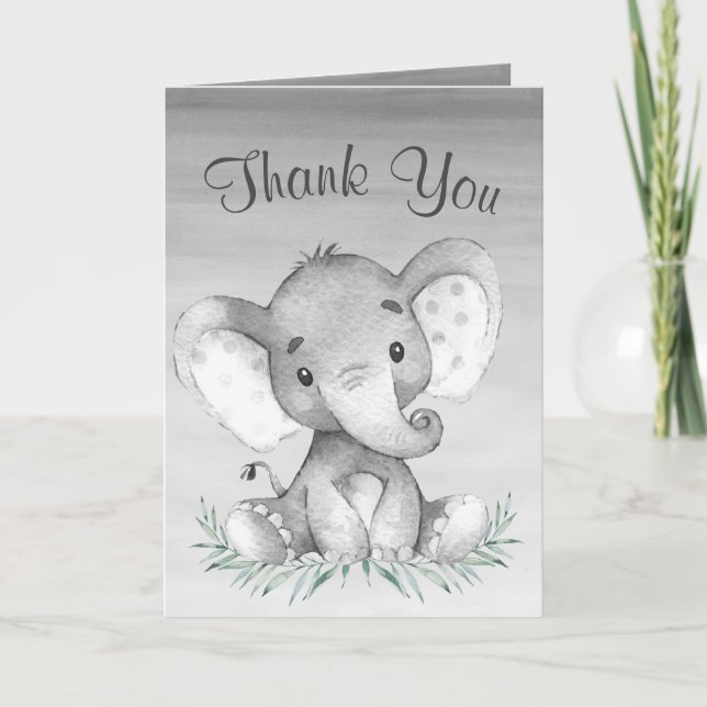 Watercolor Elephant Thank You (Front)