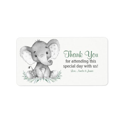 Watercolor Elephant Thank You Label