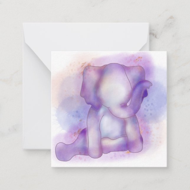 Watercolor Elephant w/ Faux Gold | Note Card (Front)