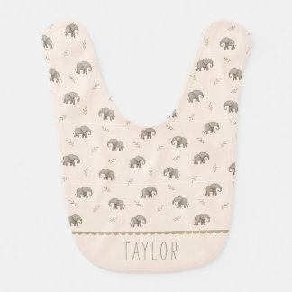 Watercolor Elephants Blush Pink Nursery Pattern Baby Bib