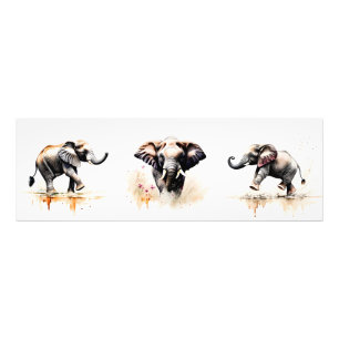 Watercolor Elephants Nature Animal Art Photo Print