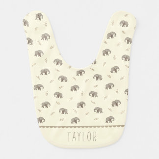 Watercolor Elephants Pale Yellow Nursery Pattern Baby Bib