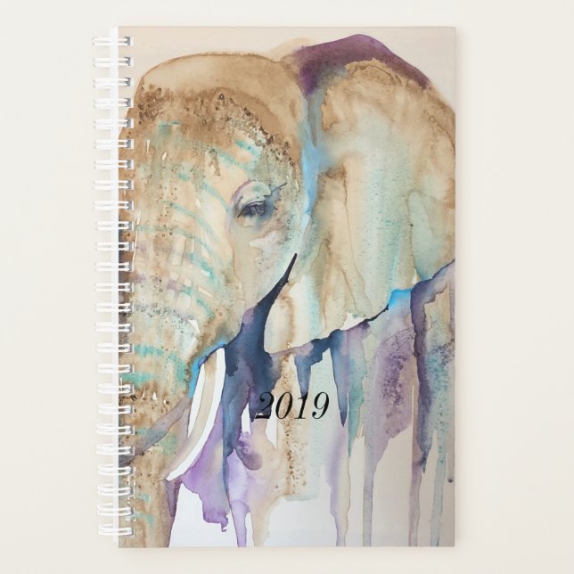 Watercolor Elephants Planner (Front)