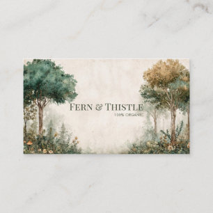 Watercolor Emerald Forest Gold Frame Elegant Business Card