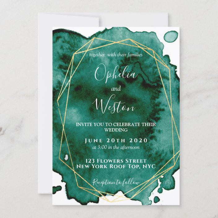 Watercolor Emerald Green Gold Frame Luxury Wedding Invitation Zazzle Com Please to search on seekpng.com. watercolor emerald green gold frame luxury wedding invitation zazzle com