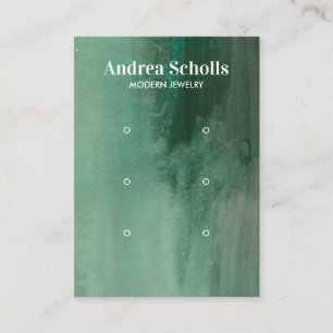 Watercolor Emerald Green Jewelry 3 Earring Display Business Card