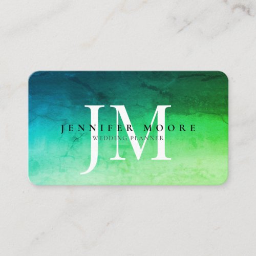 Watercolor Emerald Green Monogram Business Card