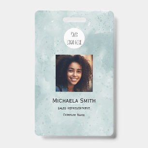 Watercolor Employee Photo Company Logo Security Badge