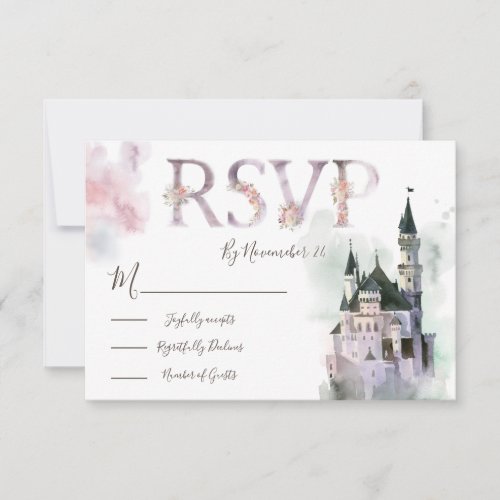 Watercolor Enchanted Castle response cards RSVP
