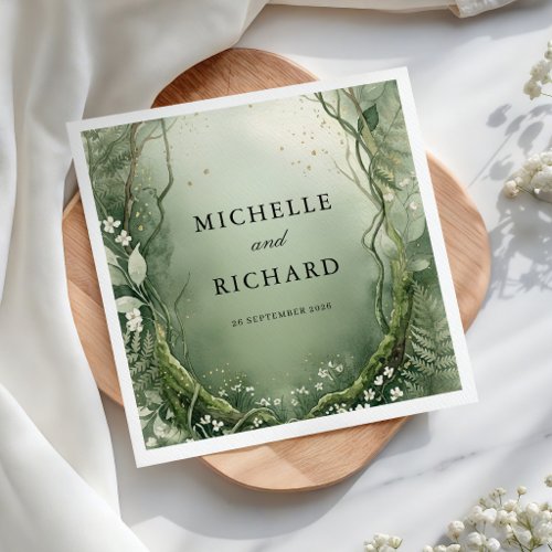 Watercolor Enchanted Forest Wedding Napkins
