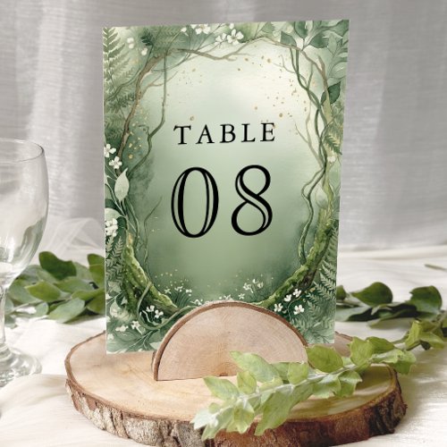 Watercolor Enchanted Forest Wedding Table Number