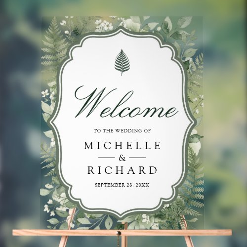 Watercolor Enchanted Forest Wedding Welcome Acrylic Sign