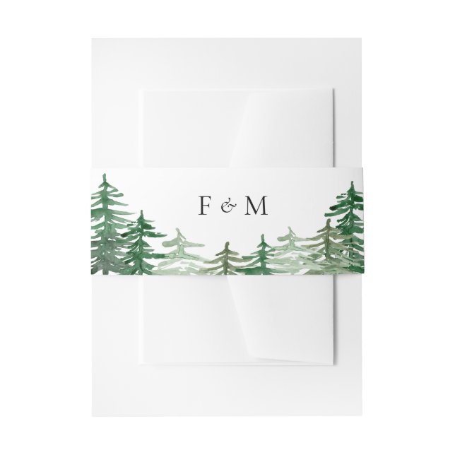 Watercolor Enchanted Forest Woodland Wedding Invitation Belly Band (Front Example)