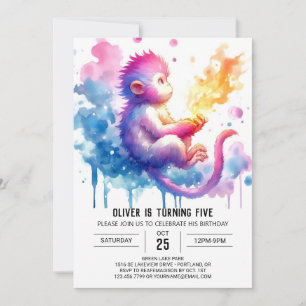 Watercolor Enchanted Monkey Birthday Invitation
