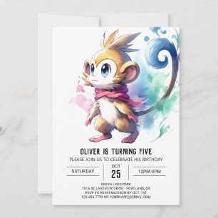 Watercolor Enchanted Monkey Birthday Invitation