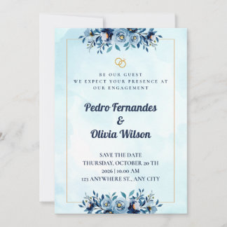 Watercolor Engagement Invitation Card