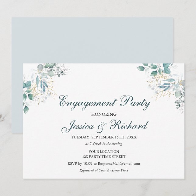Watercolor Engagement Party Invitation (Front/Back)