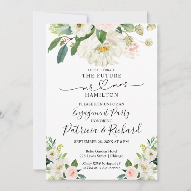 Watercolor Engagement Party Invitations (Front)