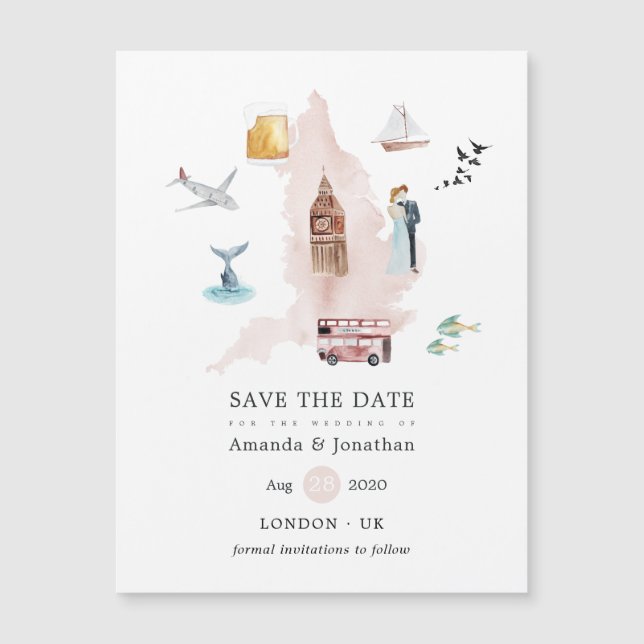 Watercolor England UK Destination Wedding (Front)