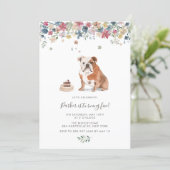 Watercolor English Bulldog Floral Birthday Party Invitation (Standing Front)