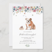 Watercolor English Bulldog Floral Birthday Party Invitation (Front)