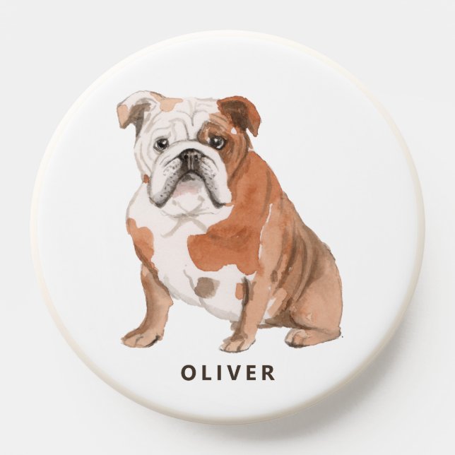 Watercolor English Bulldog Personalized PopSocket (Popsocket)