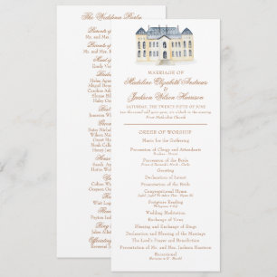 Watercolor English Manor Estate Wedding Program