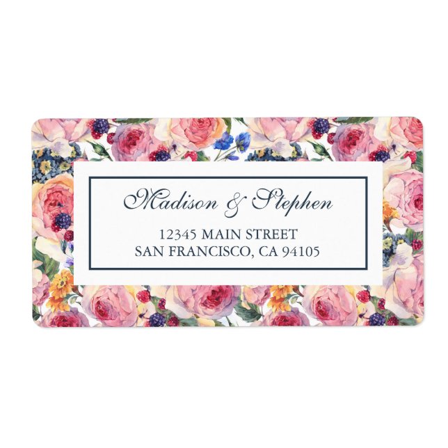 Watercolor | English Roses -  Wedding Label (Front)