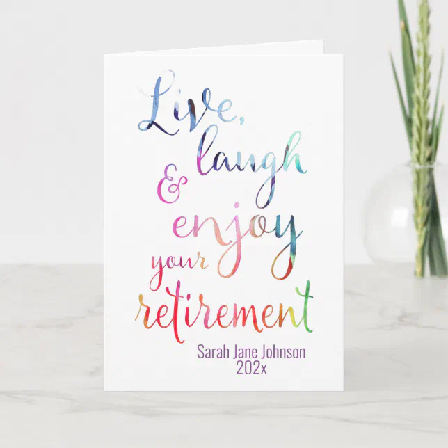 Watercolor Enjoy Your Retirement Card | Zazzle