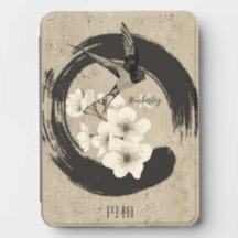 Watercolor Enso, Swallow And Cherry Blossoms