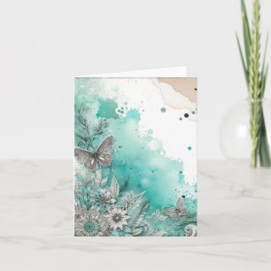 Watercolor Ephemera Vintage Blank Note Card