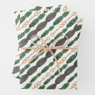 Watercolor Equestrian Christmas Garland Wrapping Paper Sheets