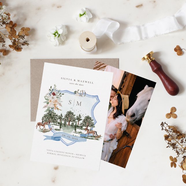 Watercolor Equestrian English Manor Wedding Crest (Creator Uploaded)