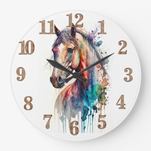 Watercolor Equestrian Horse Head Clock