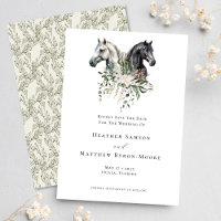 Watercolor Equestrian Wedding Elegant Horses Save The Date