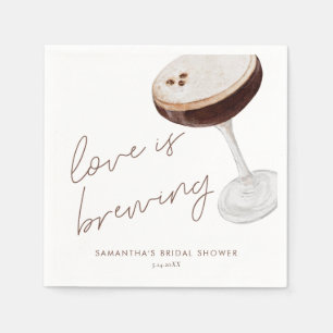 Watercolor Espresso Martini Bridal Shower Favor Napkins