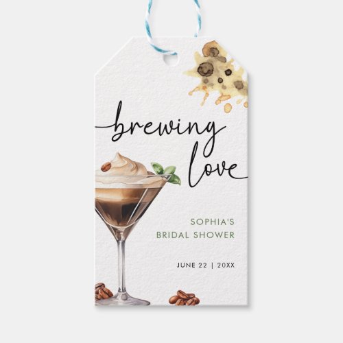 Watercolor Espresso Martini Bridal Shower  Gift Tags