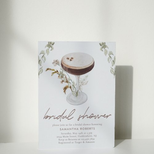 Watercolor Espresso Martini Bridal Shower Invitation