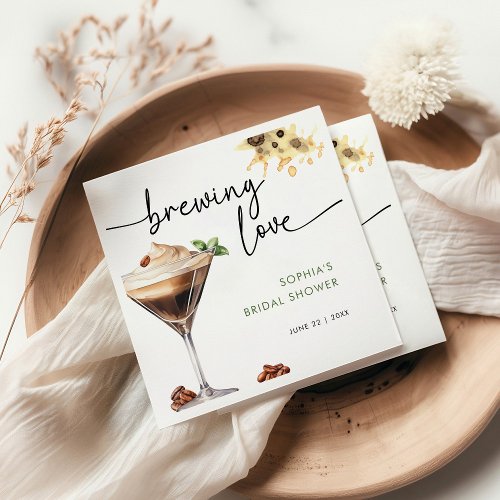 Watercolor Espresso Martini Bridal Shower  Napkins