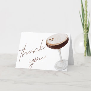 Watercolor Espresso Martini Bridal Shower Thank You Card