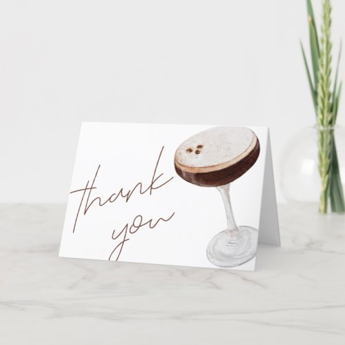 Watercolor Espresso Martini Bridal Shower Thank You Card