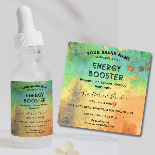 Watercolor essential oil blend Bottle Labels (Creator Uploaded)