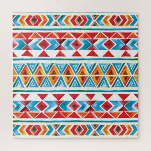 Watercolor ethnic geometric pattern. jigsaw puzzle