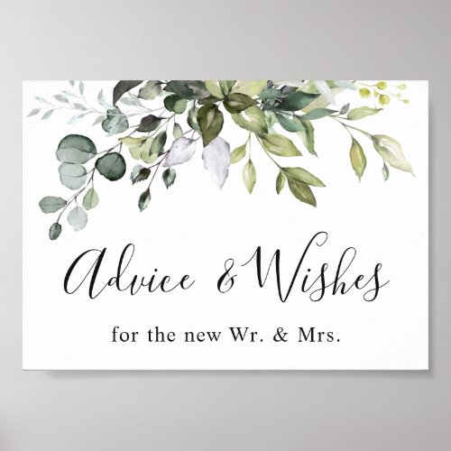 Watercolor Eucalyptus Advice  Wishes Sign Poster