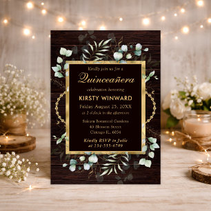 Watercolor Eucalyptus and Greenery Quinceanera Invitation